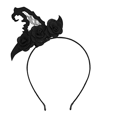 KINBOM Halloween Stirnband Halloween Ornaments Halloween Deko Halloween Dekoration Schwarzes Halloween-Stirnband, Hexenhut-Stirnband mit Spitze, Halloween-Stirnbänder, Massen-Spitzen-Stirnbänder KINBOM Halloween Stirnband Halloween Ornaments Halloween Deko Halloween Dekoration Schwarzes Halloween-Stirnband, Hexenhut-Stirnband mit Spitze, Halloween-Stirnbänder, Massen-Spitzen-Stirnbänder von KINBOM