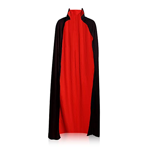 KINBOM Vampir Umhang Herren, 140cm Lang Halloween Vampir Kostüm Halloween Umhang Cosplay Party Kleider für Männer Frauen Erwachsene Maskerade (Schwarz und Rot) von KINBOM