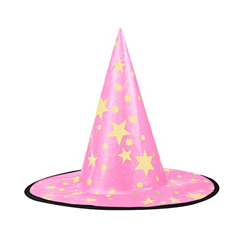 KINBOM Zauberer Hut Kinder, 38x36cm Fünfzackiger Stern Hexenhut Kinder Kostüm & Cosplay Halloween Hexenhüte Garten Dekoration für Kinder Gastgeschenke Festival Verkleidung (Rosa) von KINBOM