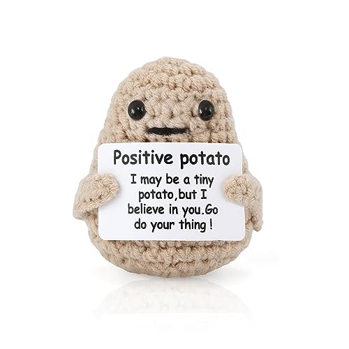 Mini Lustige Positive Kartoffel, 7cm Gestrickte Positive Kartoffel mit Positiven Karten, Affirmationsornamenten, Positive Kartoffel Puppe für Ermutigung, Geburtstagsgeschenke, Zimmer, Büro Mini Lustige Positive Kartoffel, 7cm Gestrickte Positive Kartoffel mit Positiven Karten, Affirmationsornamenten, Positive Kartoffel Puppe für Ermutigung, Geburtstagsgeschenke, Zimmer, Büro von KINBOM