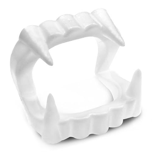 King of Halloween Vampirzähne für Kinder 10+ Jahre, Sicher & Kinderfreundlich, Ungefährlich für die Zähne, Halloween Party Accessoire, Cosplay Dracula Vampirgebiss (50x65mm) von KING OF HALLOWEEN.DE