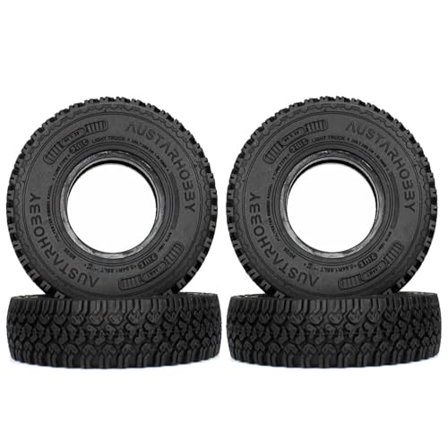 4Stück RC Reifen,KINGCOO Gummireifen 1,55 Zoll Crawler Reifen Soft Geländewagenreifen für 1:10 1/18 RC Crawler Auto für Tamiya JIMNY Axial 90069 D90 TF2 CC01 LC70 (90MM) von KINGCOO