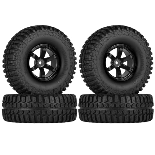 KINGCOO 4PCS 100MM RC Crawler Auto Reifen,Gummi Reifen 6-Speichen Kunststoff 1.9 Zoll Felgen Rad für 1:10 RC Rock Crawler Auto Teile für Axial SCX10 CC01 D90 TF2 TRX4 Tamiya Gen8 (Schwarz) von KINGCOO