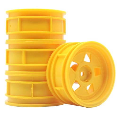 KINGCOO 4PCS 52mm Nylon RC Felgen Räder 12mm Sechskant für 1/10 On-Road Tourenwagen Drift Touring Racing Auto für HSP HPI Tamiya Kyosho (Gelb, B) von KINGCOO