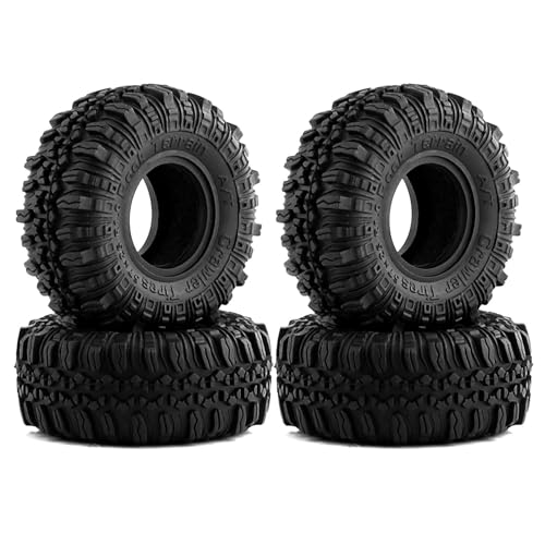 KINGCOO 4Stück 1.0" Gummireifen RC Crawler Auto Rad Reifen für 1/18 1/24 RC Crawler Auto für Axial AX24 SCX24 FMS FCX24 FCX18 TRX4M 90081 Upgrade Teile (57 * 25MM -A) von KINGCOO