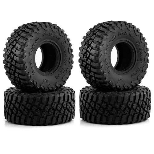 KINGCOO 4Stück 1.0" Gummireifen RC Crawler Auto Rad Reifen für 1/18 1/24 RC Crawler Auto für Axial AX24 SCX24 FMS FCX24 FCX18 TRX4M 90081 Upgrade Teile (57 * 25MM -B) von KINGCOO