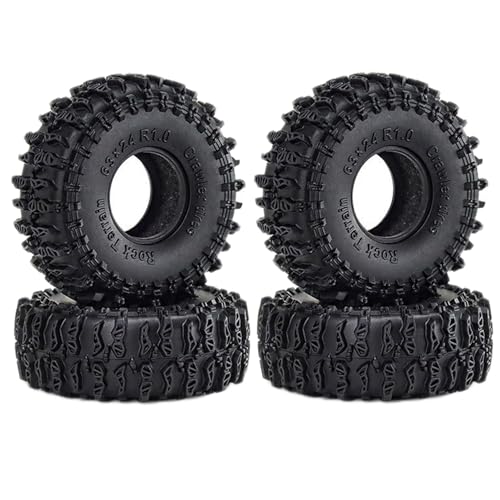 KINGCOO 4Stück 1.0" Gummireifen RC Crawler Auto Rad Reifen für 1/18 1/24 RC Crawler Auto für Axial AX24 SCX24 FMS FCX24 FCX18 TRX4M 90081 Upgrade Teile (63 * 26MM) von KINGCOO