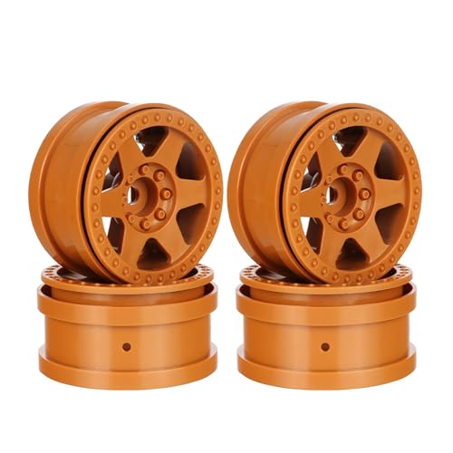 KINGCOO 4Stück 2.2 Zoll Beadlock Felgen Kunststoff Räder Felge Set Teile Nabe 12mm Hex für 1/10 RC Rock Crawler Auto für Axial SCX10 90046 RR10 Wraith TRX4 TRX6 D90 (Gold) von KINGCOO