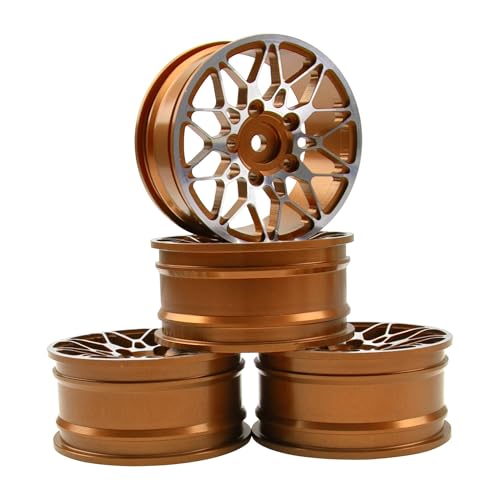 KINGCOO 4Stück 52mm Aluminiumlegierung Metallradfelgen 1,9 Zoll Räder Felgen für 1:10 RC On-Road Touring Drift Rallye Crawler Auto für SCX10 TRX4 HSP Redcat HPI Kyosho Tamiya (Gold, Y-förmig) von KINGCOO