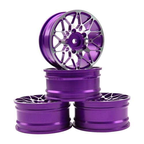 KINGCOO 4Stück 52mm Aluminiumlegierung Metallradfelgen 1,9 Zoll Räder Felgen für 1:10 RC On-Road Touring Drift Rallye Crawler Auto für SCX10 TRX4 HSP Redcat HPI Kyosho Tamiya (Lila, Y-förmig) von KINGCOO