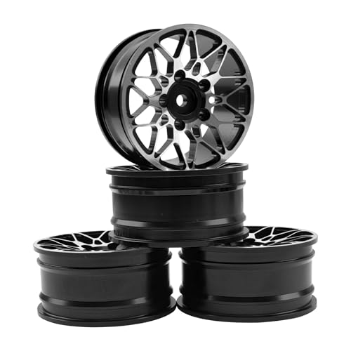KINGCOO 4Stück 52mm Aluminiumlegierung Metallradfelgen 1,9 Zoll Räder Felgen für 1:10 RC On-Road Touring Drift Rallye Crawler Auto für SCX10 TRX4 HSP Redcat HPI Kyosho Tamiya (Schwarz, Y-förmig) von KINGCOO