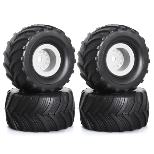 KINGCOO 4Stück 52mm Reifen 1.0" RC Monster Truck Gummireifen und Kunststoff Felgen Set für 1/24 1/18 RC Crawler Auto für TRX4M Axial SCX24 FMS FCX24 FCX18 Upgrade Teile (Weiß) von KINGCOO