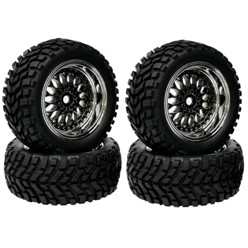 KINGCOO 4Stück 75mm Gummireifen 1,9 Zoll Plating Kunststoffräder Felgen 12mm Hex Ersatzteile für 1/14 1/16 Off Road Buggy Truck Auto 1/10 RC Auf Straße Rallye Rennwagen (Schwarz Silber, Offset:3mm) KINGCOO 4Stück 75mm Gummireifen 1,9 Zoll Plating Kunststoffräder Felgen 12mm Hex Ersatzteile für 1/14 1/16 Off Road Buggy Truck Auto 1/10 RC Auf Straße Rallye Rennwagen (Schwarz Silber, Offset:3mm) von KINGCOO
