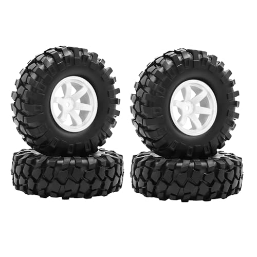 KINGCOO 4Stück 96MM Gummireifen 6Löcher Radreifen mit Naben 1.9 Zoll Felgen für 1/10 RC Rock Crawler Off-Road Truck Auto Teile für Axial SCX10 CC01 D90 Tamiya (Weiß, 108MM) von KINGCOO