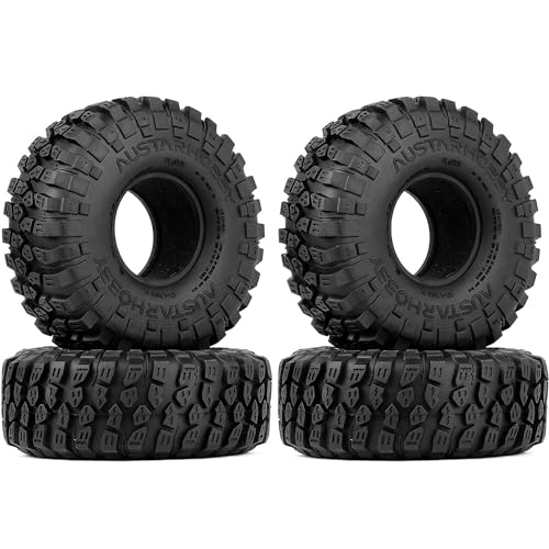 KINGCOO RC Auto Reifen, 4PCS RC Crawler Reifen Gummi 1.9 Zoll Felgen Radreifen für 1:10 RC Rock Crawler Auto Teile für Axial SCX10 D90 TF2 TRX4 Tamiya Gen8 (A-120MM) von KINGCOO