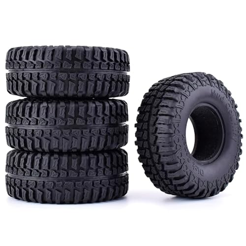 KINGCOO RC Auto Reifen, 4PCS RC Crawler Reifen Gummi 1.9 Zoll Felgen Radreifen für 1:10 RC Rock Crawler Auto Teile für Axial SCX10 D90 TF2 TRX4 Tamiya Redcat Gen8 (100MM) von KINGCOO