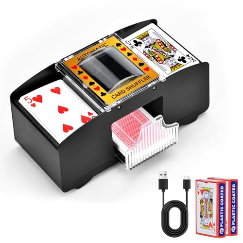 Kartenmischmaschine Elektrische 2 Decks, kartenmischer mit 2 Poker für UNO, Poker Spielkarten-Händler von KINGOZOYI