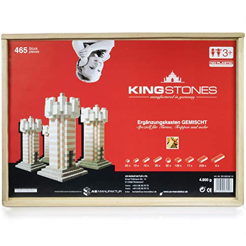 KINGSTONES Ergänzungskasten, gemischt - Steinbaukasten aus Marmormehl ca 465 Teile Stein-Konstruktionsset von KINGSTONES manufactured in germany