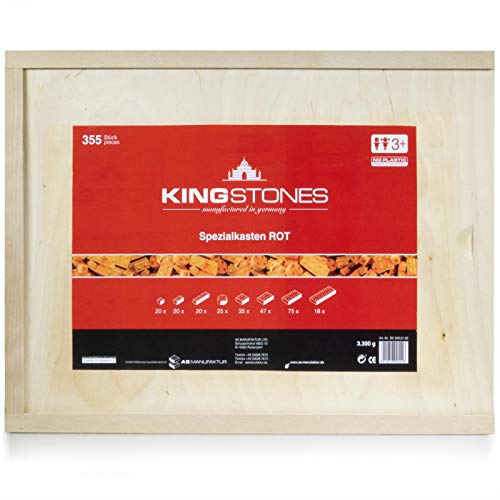 KINGSTONES Spezialkasten, rot - Steinbaukasten aus Marmormehl ca 260 Teile Stein-Konstruktionsset von KINGSTONES manufactured in germany