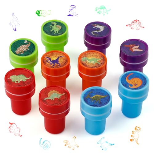 KINHARD 10 Stück Dinosaurier Stempelset Kinder, Stempel Kinder ab 2 Jahre mit Tiermotiven, Ministempel Kreativset für Bastelbedarf, Grußkarten, Kindergeburtstag gastgeschenke KINHARD 10 Stück Dinosaurier Stempelset Kinder, Stempel Kinder ab 2 Jahre mit Tiermotiven, Ministempel Kreativset für Bastelbedarf, Grußkarten, Kindergeburtstag gastgeschenke von KINHARD