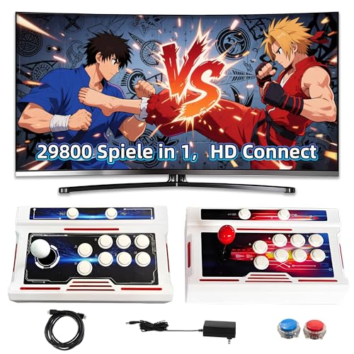 29800 Spiele in 1 Split Retro Spielkonsole, 1280*720 HD Auflösung, Plug and Play TV Spielkonsole, Unterstützung für 4 Spieler, zum Favorisieren/Speichern/Laden/Hinzufügen, Zwei Split 3D Joysticks 29800 Spiele in 1 Split Retro Spielkonsole, 1280*720 HD Auflösung, Plug and Play TV Spielkonsole, Unterstützung für 4 Spieler, zum Favorisieren/Speichern/Laden/Hinzufügen, Zwei Split 3D Joysticks von KINMRIS
