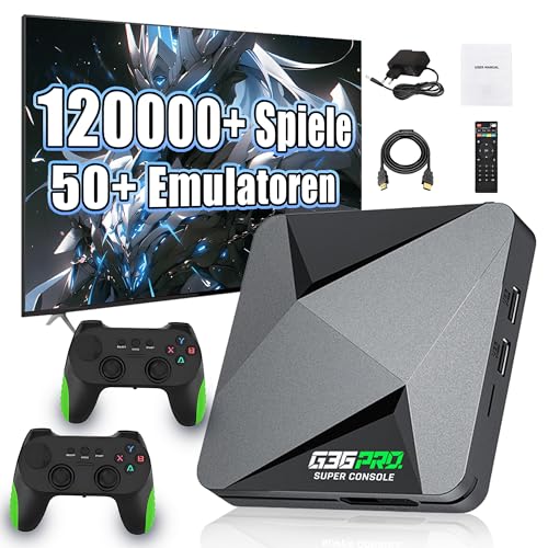 G36 PRO Retro Spielkonsole 256G, Video Emulator Spielekonsole mit Integriertem 120000+ Retro Spiel 50+ Emulator, EmuELEC & Android-System, 2 x 2,4G Wireless Controllern, Plug and Play TV Videospielen G36 PRO Retro Spielkonsole 256G, Video Emulator Spielekonsole mit Integriertem 120000+ Retro Spiel 50+ Emulator, EmuELEC & Android-System, 2 x 2,4G Wireless Controllern, Plug and Play TV Videospielen von KINMRIS
