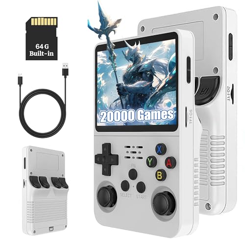 KINMRIS R36S Retro Handheld Spielekonsole 128GB 30000+ Spiele, Retro Konsole Linux System 3.5 Zoll IPS Bildschirm Tragbarer Pocket Video Player von KINMRIS