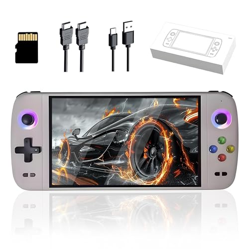 M27 Retro Video Spielkonsole 256G, Tragbare Handheld Spielkonsole mit Integrierten 50000+ Retro Spielen 30+ Emulatoren, 7 Zoll IPS Bildschirm, 600*1024 Auflösung, 3D Dual Joystick (Grau) von KINMRIS