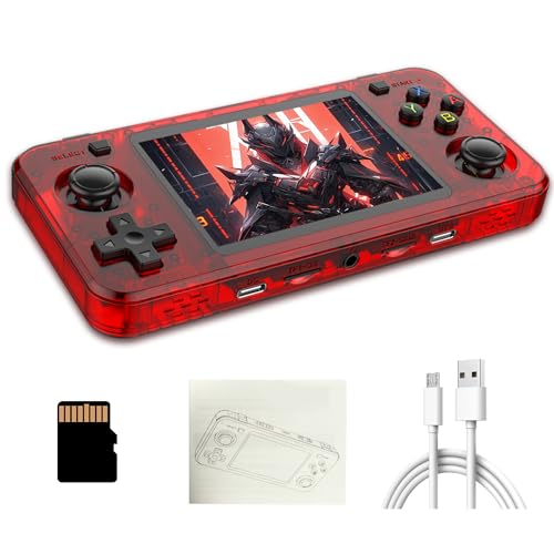 R36H Retro Spielekonsole, Tragbare Handheld Spielekonsole mit Integrierten 15000+ Retro Spielen, 23 Emulatoren, Open Source Linux System, 3,5 Zoll IPS Bildschirm, Auflösung 640 x 480 (64G, Rot) von KINMRIS