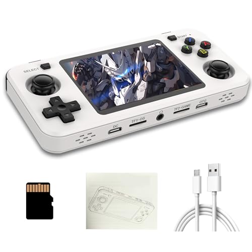 R36H Retro Spielekonsole, Tragbare Handheld Spielekonsole mit Integrierten 15000+ Retro Spielen, 23 Emulatoren, Open Source Linux System, 3,5 Zoll IPS Bildschirm, Auflösung 640 x 480 (64G, Weiß) von KINMRIS