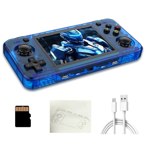 R36H Retro Spielekonsole, Tragbare Handheld Spielekonsole mit Integrierten 22000+ Retro Spielen, 23 Emulatoren, Open Source Linux System, 3,5 Zoll IPS Bildschirm, Auflösung 640 x 480 (128G, Blau) von KINMRIS