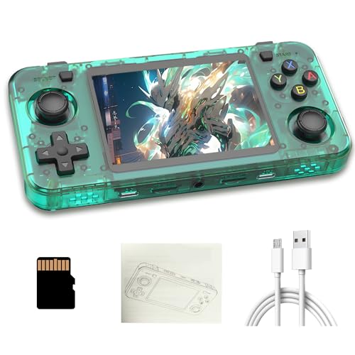 R36H Retro Spielekonsole, Tragbare Handheld Spielekonsole mit Integrierten 22000+ Retro Spielen, 23 Emulatoren, Open Source Linux System, 3,5 Zoll IPS Bildschirm, Auflösung 640 x 480 (128G, Grün) von KINMRIS