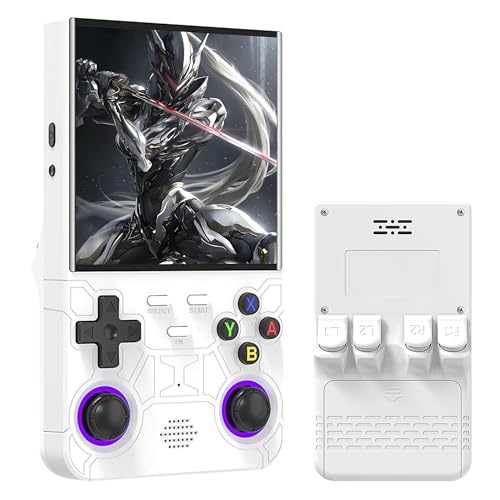 R36Ultra Retro Handheld Spielkonsole 128G, Videospielkonsole mit 20000+ Retro Spiele 20+ Emulatoren, Open Source Linux System, 4 Zoll Bildschirm, 3000mAh Akku, Unterstützung WiFi (Weiß) von KINMRIS