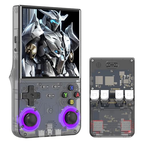R36Ultra Retro Videospielkonsole 64G, Handheld Spielkonsole mit 15000+ Retro Spiele 20+ Emulatoren, Open Source Linux System, 4 Zoll Bildschirm, 3000mAh Akku, Unterstützung WiFi (Schwarz Transluzent) R36Ultra Retro Videospielkonsole 64G, Handheld Spielkonsole mit 15000+ Retro Spiele 20+ Emulatoren, Open Source Linux System, 4 Zoll Bildschirm, 3000mAh Akku, Unterstützung WiFi (Schwarz Transluzent) von KINMRIS