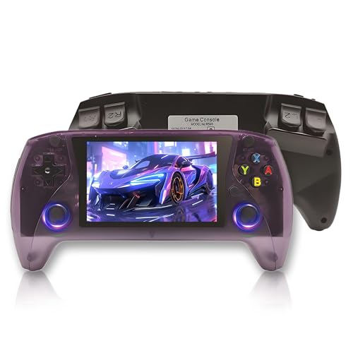R50S Retro Gaming Konsole 64/128G, Handheld Videospielkonsole 19869/25320+ Klassische Spiele 20+ Emulatoren, 4' IPS Opa Bildschirm, 800*600 Auflösung, Open Source E System (Lila,128G) von KINMRIS