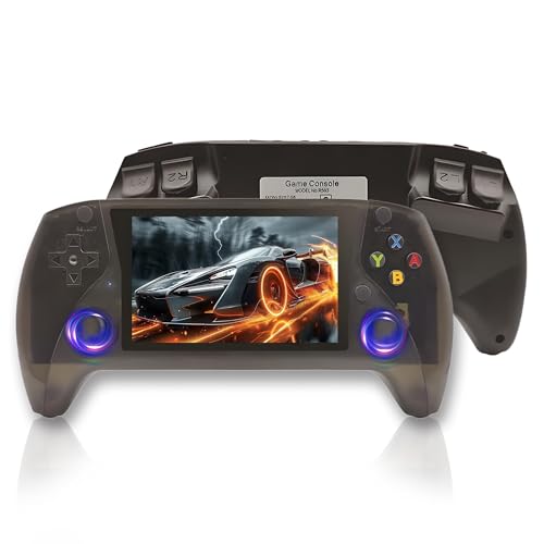 R50S Retro Gaming Konsole 64/128G, Handheld Videospielkonsole 19869/25320+ Klassische Spiele 20+ Emulatoren, 4' IPS Opa Bildschirm, 800*600 Auflösung, Open Source E System (Schwarz,64G) von KINMRIS