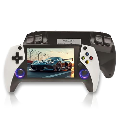 R50S Retro Gaming Konsole 64/128G, Handheld Videospielkonsole 19869/25320+ Klassische Spiele 20+ Emulatoren, 4' IPS Opa Bildschirm, 800*600 Auflösung, Open Source E System (Weiß,64G) von KINMRIS
