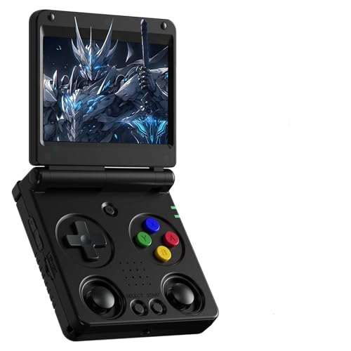RG34XXSP Retro Handheld Spielkonsole 64G mit eingebauten 5490+ Retro Spielen, Tragbare Videospielkonsole Linux System, 3.4″ IPS Bildschirm,720*480,3D Dual Joystick (Schwarz) von KINMRIS