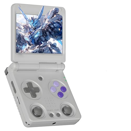 RG34XXSP Retro Tragbare Videospielkonsole Dual Card Slot 64+128G mit eingebauten 8422+ Retro Spielen, Handheld Spielekonsole Linux System, 3.4″ IPS Bildschirm, 720*480, 3D Dual Joysticks (Grau) von KINMRIS
