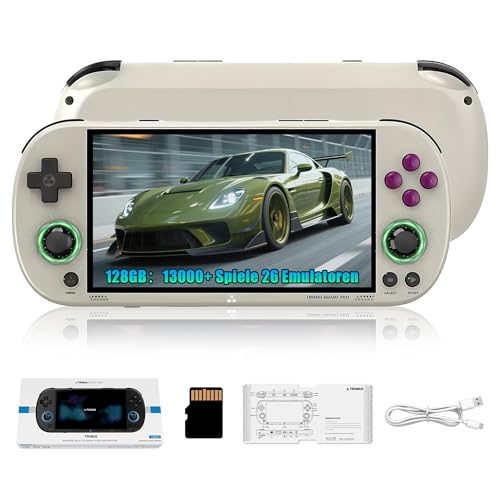 Trimui Smart Pro Retro Videospielkonsole 128 GB, Tragbare Handheld Spielkonsole mit 13000+ Retro Spielen, 26 Emulatoren, Linux Spielsystem, 4,96 Zoll IPS Bildschirm, 3D RGB Licht Joystick (Grau) von KINMRIS