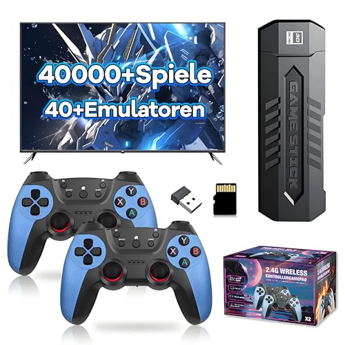X2 Blue Emulator Konsole 4K, Retro Game Stick 128G Eingebaut 40000+ Retro Spiele 40+ Emulatoren, Plug and Play Video Game Stick mit 2 X 2.4G Wireless Controller für TV/Monitor/Projektor X2 Blue Emulator Konsole 4K, Retro Game Stick 128G Eingebaut 40000+ Retro Spiele 40+ Emulatoren, Plug and Play Video Game Stick mit 2 X 2.4G Wireless Controller für TV/Monitor/Projektor von KINMRIS