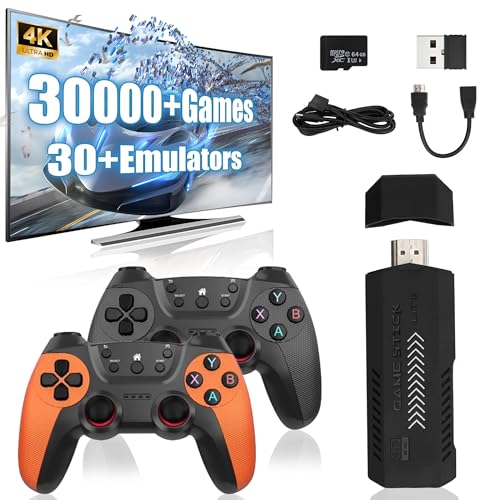X2 Ultra Game Stick 4K, Vorinstallierte Spielkonsole 64G TF Karte 30000 +Klassische Spiele +30 Simulatoren, 2.4G Wireless Controller, Plug and Play Video Game Stick für TV Arcade X2 Ultra Game Stick 4K, Vorinstallierte Spielkonsole 64G TF Karte 30000 +Klassische Spiele +30 Simulatoren, 2.4G Wireless Controller, Plug and Play Video Game Stick für TV Arcade von KINMRIS