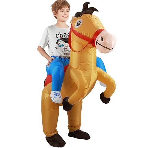 KINQUINN Aufblasbare Kostüm Erwachsene Fahrt auf Pferd Kostüme Cowboy Luft Blasen Up Lustiges Reiten Pferd Anzug für Männer Frauen von KINQUINN