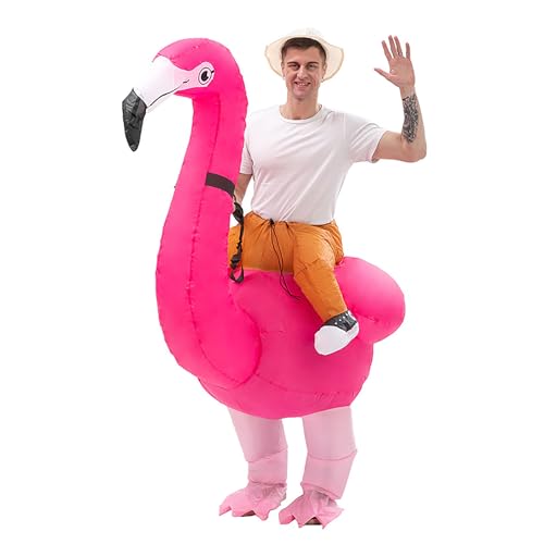 KINQUINN Aufblasbares Kostüm Flamingo Kostüm Erwachsene Fahrt auf Flamingo Aufblasbare Halloween Kostüme für Erwachsene und Kinder Valentinstag von KINQUINN