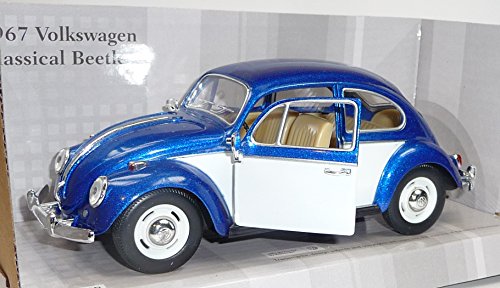 VW Käfer bicolor - Classical Beetle (1967) 1:24 im Schaukarton (metallicblau/weiß) von KINSMART