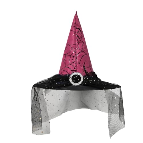 KINSPON Halloween-Hexenhut mit Fransen aus Spitze, Party-Zaubererhut, Uni, spitzer Hexenhut, Erwachsene, Kinder, Cosplay, Kostüm, Kopfbedeckung KINSPON Halloween-Hexenhut mit Fransen aus Spitze, Party-Zaubererhut, Uni, spitzer Hexenhut, Erwachsene, Kinder, Cosplay, Kostüm, Kopfbedeckung von KINSPON