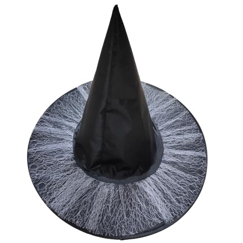 KINSPON Halloween-Hexenhut mit Fransen aus Spitze, Party-Zaubererhut, Uni, spitzer Hexenhut, Erwachsene, Kinder, Cosplay, Kostüm, Kopfbedeckung KINSPON Halloween-Hexenhut mit Fransen aus Spitze, Party-Zaubererhut, Uni, spitzer Hexenhut, Erwachsene, Kinder, Cosplay, Kostüm, Kopfbedeckung von KINSPON