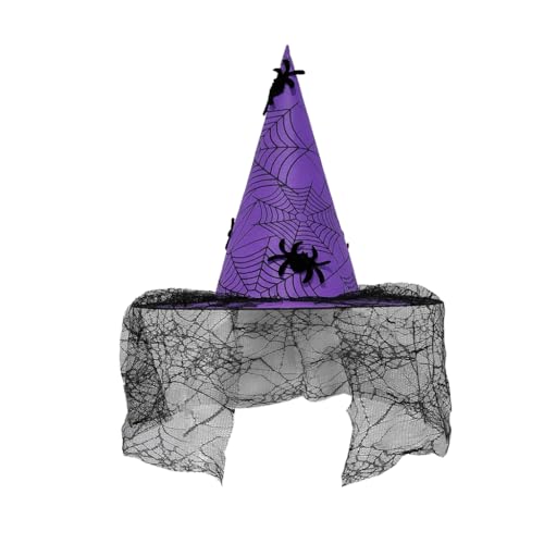 KINSPON Halloween-Hexenhut mit Fransen aus Spitze, Party-Zaubererhut, Uni, spitzer Hexenhut, Erwachsene, Kinder, Cosplay, Kostüm, Kopfbedeckung KINSPON Halloween-Hexenhut mit Fransen aus Spitze, Party-Zaubererhut, Uni, spitzer Hexenhut, Erwachsene, Kinder, Cosplay, Kostüm, Kopfbedeckung von KINSPON