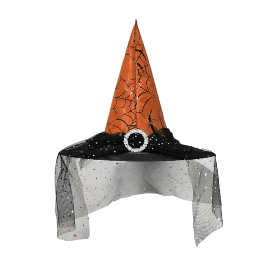 KINSPON Halloween-Hexenhut mit Fransen aus Spitze, Party-Zaubererhut, Uni, spitzer Hexenhut, Erwachsene, Kinder, Cosplay, Kostüm, Kopfbedeckung KINSPON Halloween-Hexenhut mit Fransen aus Spitze, Party-Zaubererhut, Uni, spitzer Hexenhut, Erwachsene, Kinder, Cosplay, Kostüm, Kopfbedeckung von KINSPON