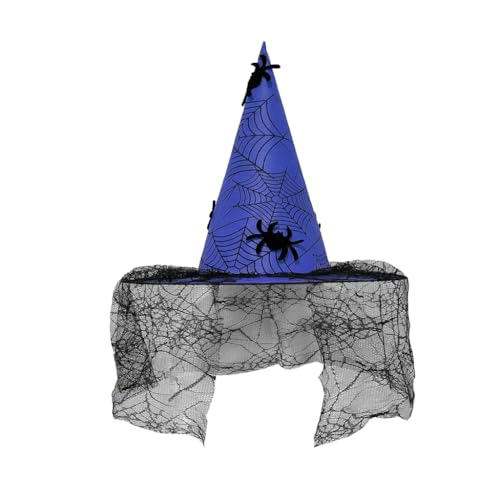 KINSPON Halloween-Hexenhut mit Fransen aus Spitze, Party-Zaubererhut, Uni, spitzer Hexenhut, Erwachsene, Kinder, Cosplay, Kostüm, Kopfbedeckung von KINSPON